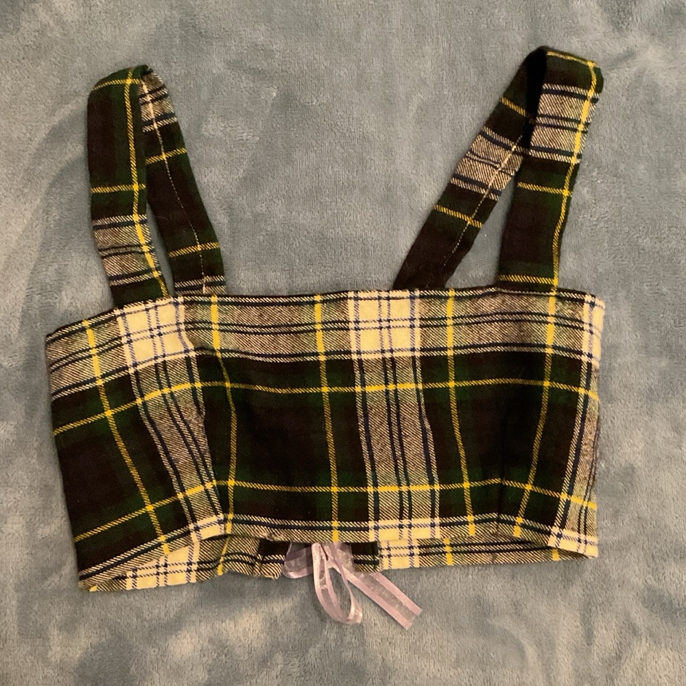Plaid wool cropped top
